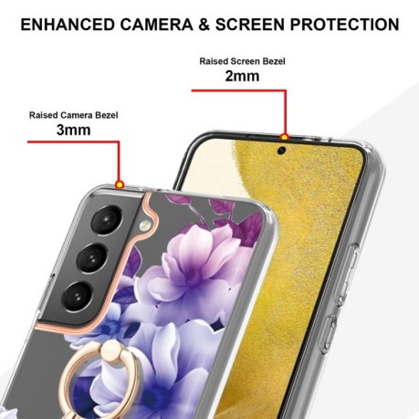 Протиударний чохол Ring IMD Flowers для Samsung Galaxy S23 5G - Purple Begonia