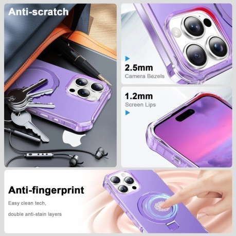 Протиударний чохол Solid Color Wave MagSafe Holder для iPhone 16 Pro - фіолетовий
