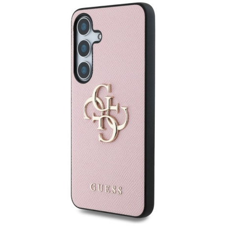 Оригинальный чехол Guess Grained Big 4G Logo Small Classic Logo для Samsung Galaxy S25 - Pink