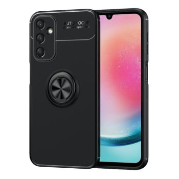 Ударозащитный чехол Metal Ring Holder для Samsung Galaxy A24 4G - черный