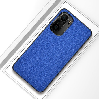 Противоударный чехол Cloth Texture на Xiaomi Mi 11i/Poco F3/Redmi K40/K40 Pro - синий