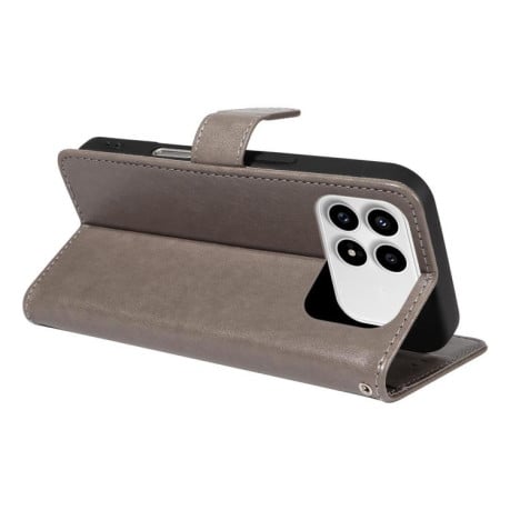 Чохол-книжка Cat Embossing Pattern для Xiaomi Redmi K90/Poco F8 Pro — сірий