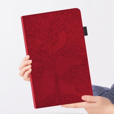 Чехол-книжка Tree Life Series Embossed Leather на Xiaomi Redmi Pad 2 SE 9.7 2026 — красный
