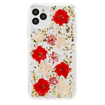 Чехол X-Fitted  FLORA из натуральных цветков для iPhone 12 mini - red flower