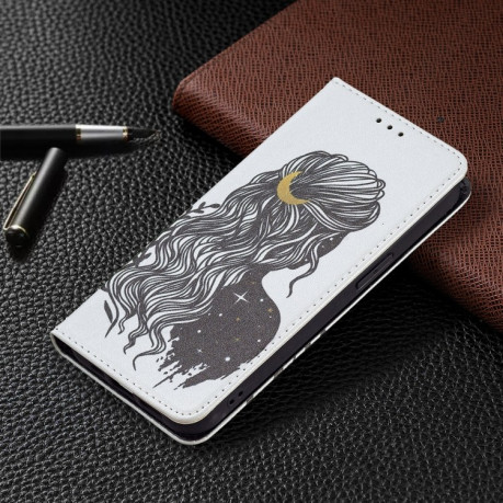 Чехол-книжка Colored Drawing Pattern Invisible для iPhone 13 Pro - Girl