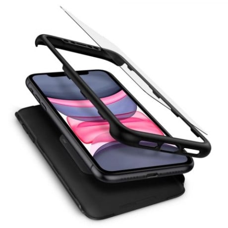 Оригінальний чохол + скло Spigen Thin Fit 360 для iPhone 11 - Black