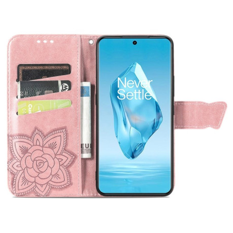 Чохол-книжка Butterfly Love Flower Embossed для OnePlus Ace 3 Pro - рожеве золото