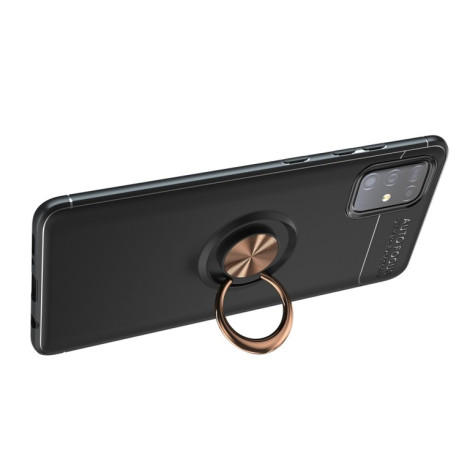 Ударозащитный чехол Metal Ring Holder 360 Degree Rotating на Samsung Galaxy M31S - черно-розовое золото
