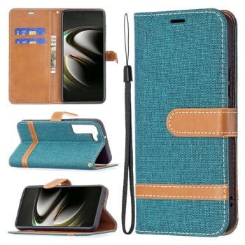 Чохол-книжка Color Matching Denim Texture на Samsung Galaxy S22 5G - зелений