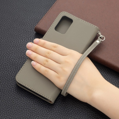 Чехол-книжка Litchi Texture Pure Color на Samsung Galaxy A02s - серый