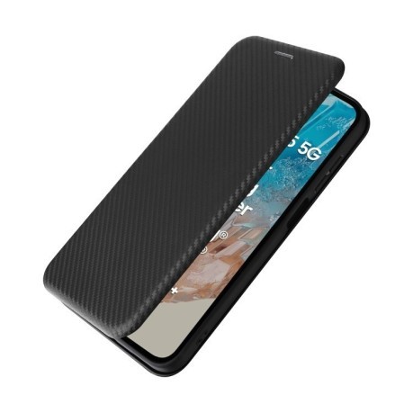 Чехол-книжка Carbon Fiber Texture на Samsung Galaxy M35 - черный