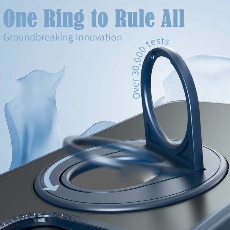 Ударозащитный чехол Metal Ring Holder 360 Degree Rotating на iPhone 15 Plus - синий