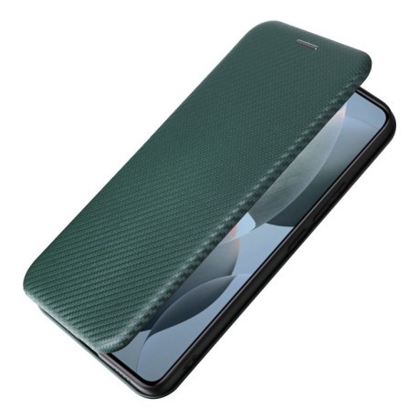 Чехол-книжка Carbon Fiber Texture на  Xiaomi 14T - зеленый
