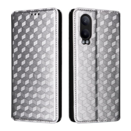 Чохол-книжка Cubic Grid Calf Texture для OnePlus Nord CE4 Lite - сріблястий