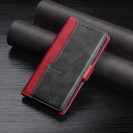 Чохол-книжка Contrast Color для Samsung Galaxy S22 Ultra 5G - червоний