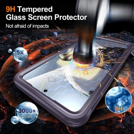 Протиударний скляний чохол Tempered Glass MagSafe  для Samsung Galaxy S25+ 5G - фіолетовий
