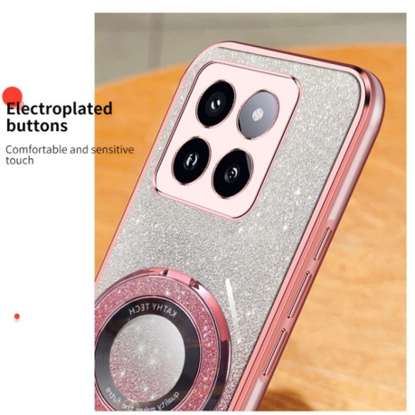 Протиударний чохол Plated Gradient Glitter Round Holder для Xiaomi 14 Pro - блакитний