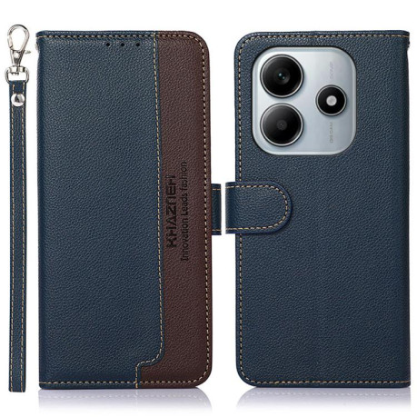 Чехол-книжка KHAZNEH Litchi Texture для Xiaomi Redmi Note 14 4G 164.84mm - синий