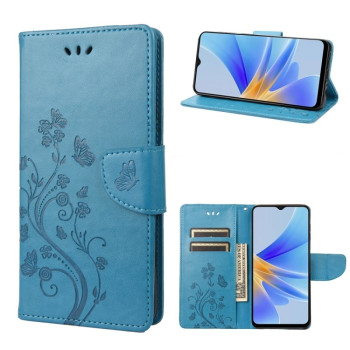 Чехол-книжка Butterfly Flower Pattern для OPPO A17 - синий