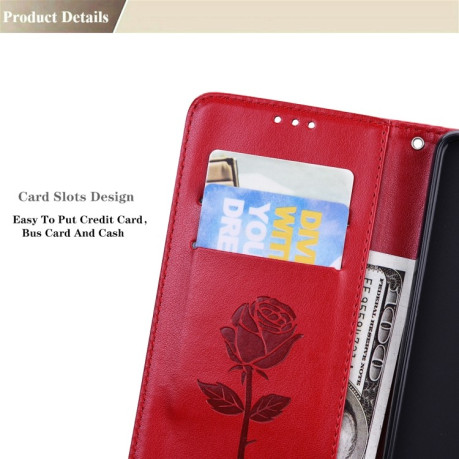 Чехол-книжка Rose Embossed для Xiaomi Poco C40/Redmi 10c - красный
