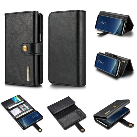 Шкіряний чохол-гаманець DG.MING Triple Fold Crazy Horse Texture на Samsung Galaxy S8+ / G955- чорний
