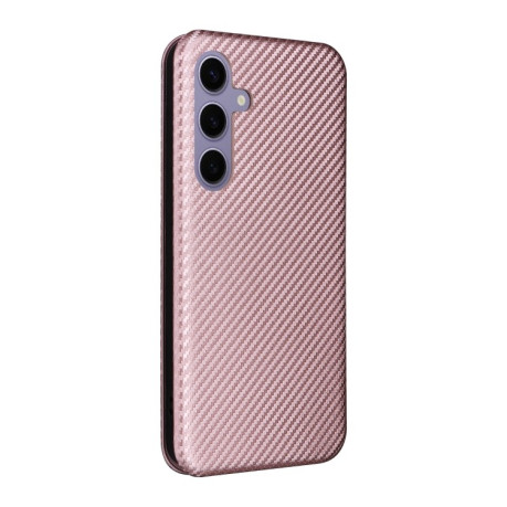 Чохол-книжка Carbon Fiber Texture  для Samsung Galaxy S25+ 5G - рожевий