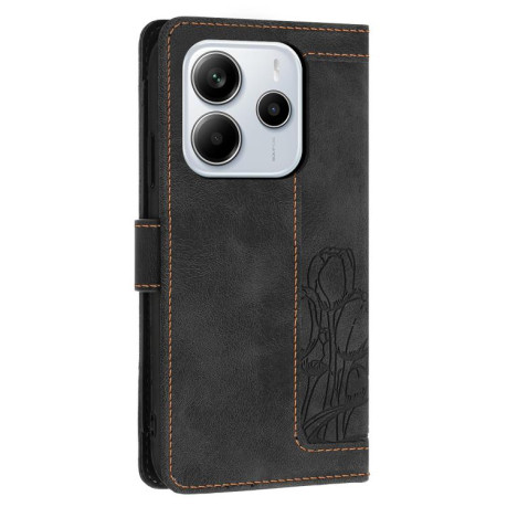 Чехол-книжка Tulips Embossed Leather для Xiaomi Redmi Note 14 4G 164.84mm - черный