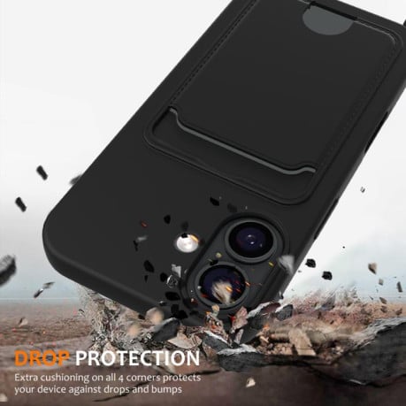 Силиконовый чехол Integrated Card Bag Solid Color Liquid Silicone на iPhone 17 - черный