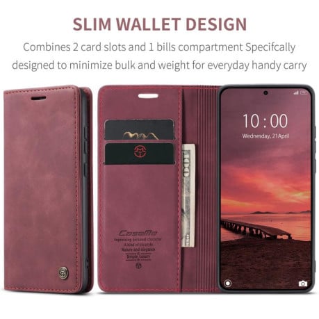 Чехол-книжка CaseMe-013 многофункциональный с кармашком на карт на Xiaomi 15T Pro - красный