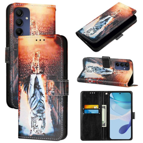 Чехол-книжка Colored Drawing Pattern Plain Weave Leather для Samsung Galaxy A16 5G - Cats And Tigers