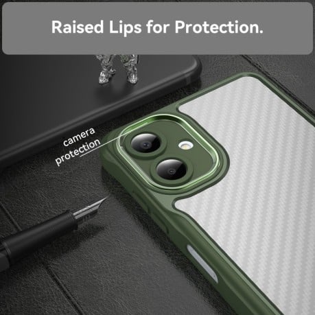 Ударозащитный чехол Carbon Fiber Texture Translucent на Samsung Galaxy A06 4G - зеленый