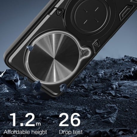Противоударный чехол CD Texture Sliding Camshield Magnetic Holder на Redmi 14C 4G/Poco C75/Redmi A4 5G - серебристый