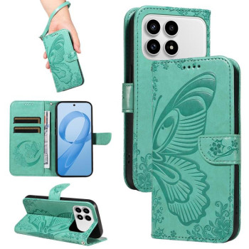 Чохол-книжка Swallowtail Butterfly Embossed Leather для Xiaomi Redmi K90/Poco F8 Pro — зелений