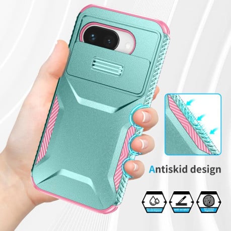 Противоударный чехол Sliding Camshield для Google Pixel 9a - Grey Green + Pink