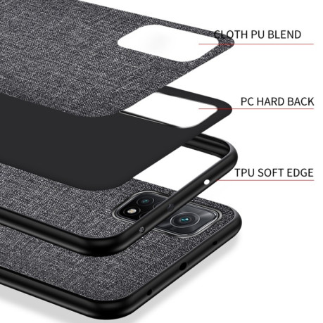 Противоударный чехол Cloth Texture на Xiaomi Mi 10T / 10T Pro - черный
