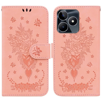Чехол-книжка Butterfly Rose Embossed для Realme C53/C51 / Narzo N53 - розовый
