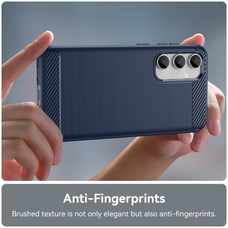 Противоударный чехол Brushed Texture Carbon Fiber на Samsung Galaxy S23 FE - синий