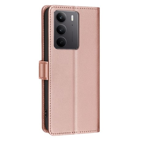 Чехол-книжка Litchi Texture RFID Anti-theft Leather на Realme C75 4G - золотой