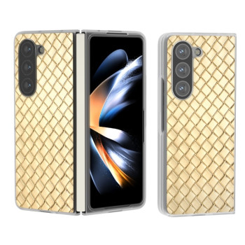 Протиударний чохол Woven Texture Frosted Translucent Frame для Samsung Galaxy Fold 6 5G - золотий