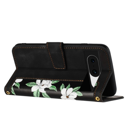 Чехол-книжка Floral Pattern Leather для Google Pixel 8a - черный