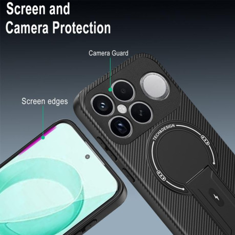 Ударостійкий чохол Carbon Fiber Texture (MagSafe) на Xiaomi Redmi K90 Pro Max / Poco F8 Ultra — червоний