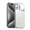 Чехол Corning Glass Plating Large Window MagSafe со стеклом Corning и MagSafe для iPhone 15 Pro — серебристый