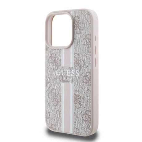 Оригінальний чохол Guess 4G Printed Stripes MagSafe на iPhone 16 Pro Max - Pink