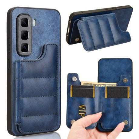 Ударозащитный чехол Cow Pattern Sewing Card Bag для Infinix Hot 50 Pro 4G - синий