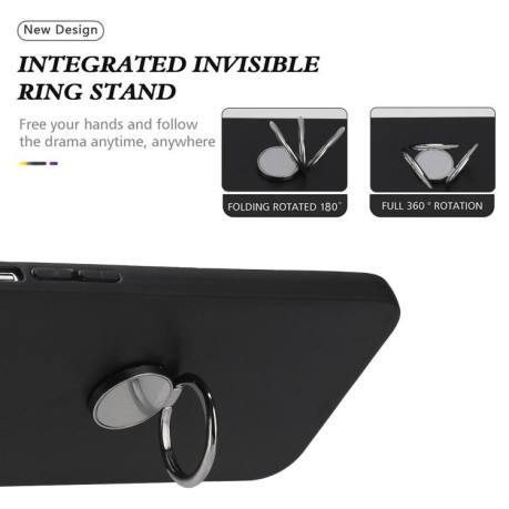 Противоударный чехол Matte with Ring Holder для Xiaomi Redmi Note 14 4G 164.48mm - черный
