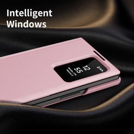 Чехол-книжка Smart View Window Leather на Samsung Galaxy Fold 7 5G - розовый