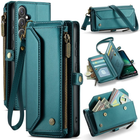 Чехол-книжка CaseMe C36 Card Slots Zipper Wallet RFID Anti-theft Leather для Samsung Galaxy S24 FE 5G - синий