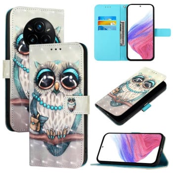 Чехол-книжка 3D Painting для Realme 14 Pro+ 5G - Owl