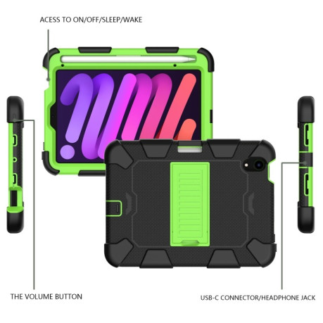 Противоударный чехол Two-Color Robot для iPad mini 6 - черно-зеленый