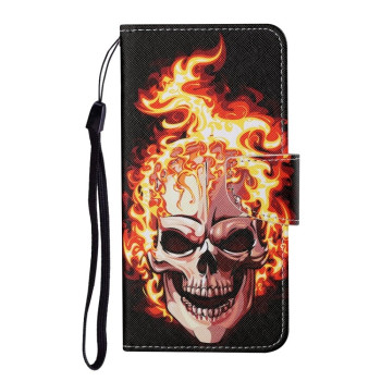 Чохол-книжка Colored Drawing Pattern для iPhone 14 Plus - Flame Skull